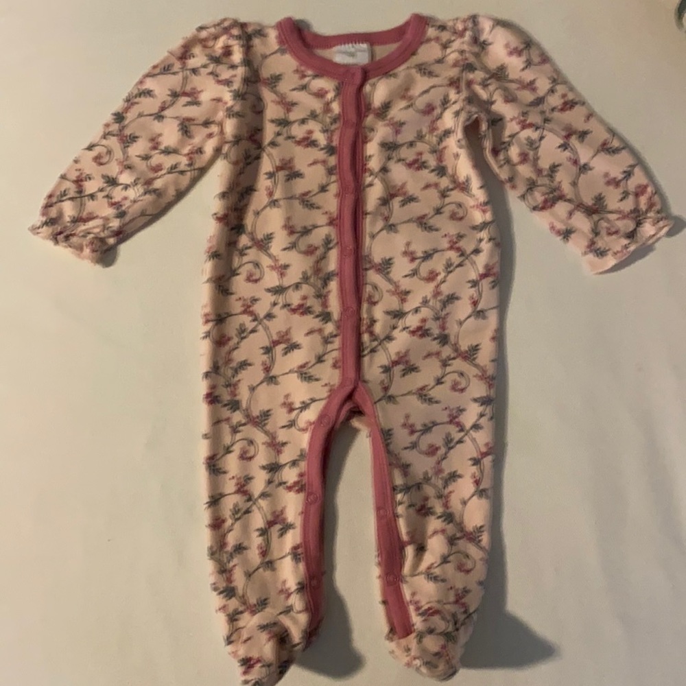 Infant girl onesie with built in feet